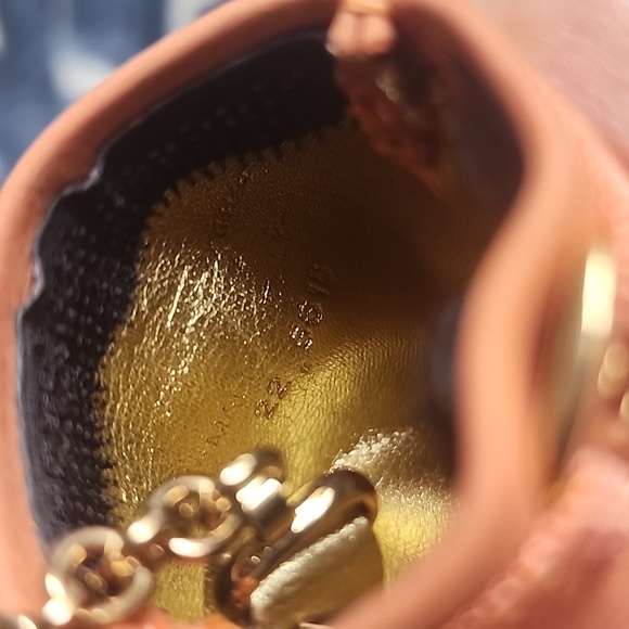 Salvatore Ferragamo Peach Suede Pouch Gold Chain Bag Purse Charm - Picture 7 of 11